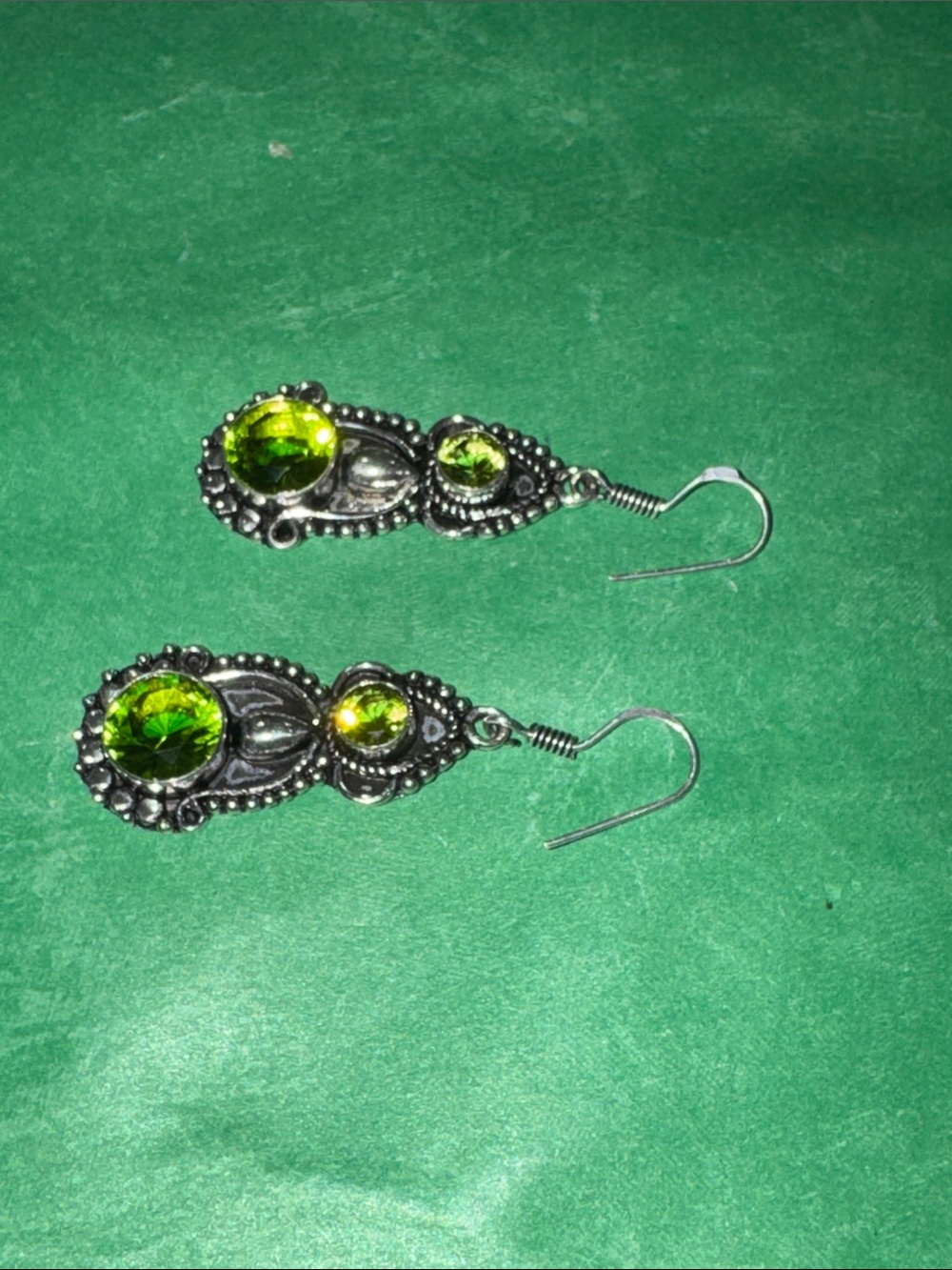 Silver Peridot Earrings - Picture 5 of 10